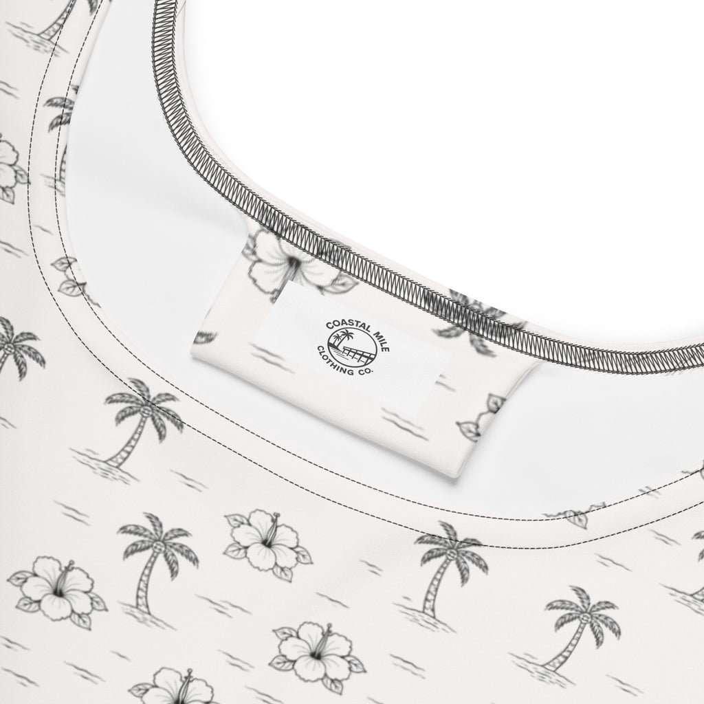 Bone Palm Floral Skater Dress