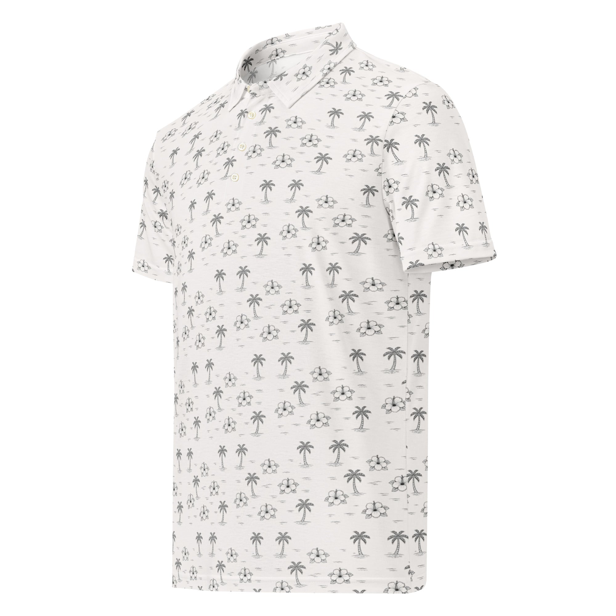 Bone Palm Floral Slim Fit Polo